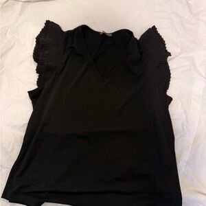Adrianna Papell Black Ruffled Sleeve Blouse